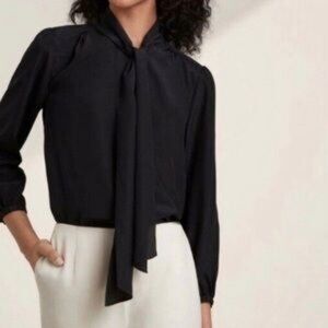 Aritzia Babaton tye long sleeve blouse black size Medium